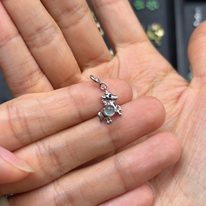 翡翠银S925镶嵌耳饰