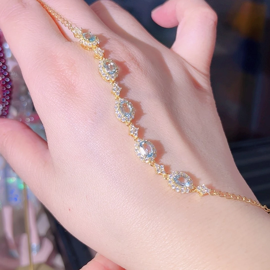 托帕石手链银S925镶嵌