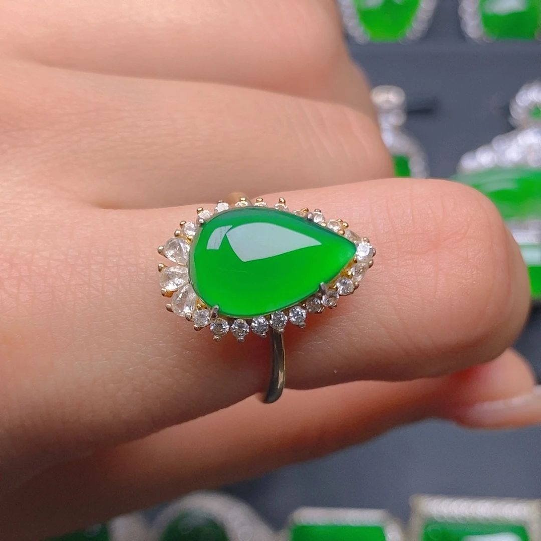 银S925镶嵌戒指翡翠