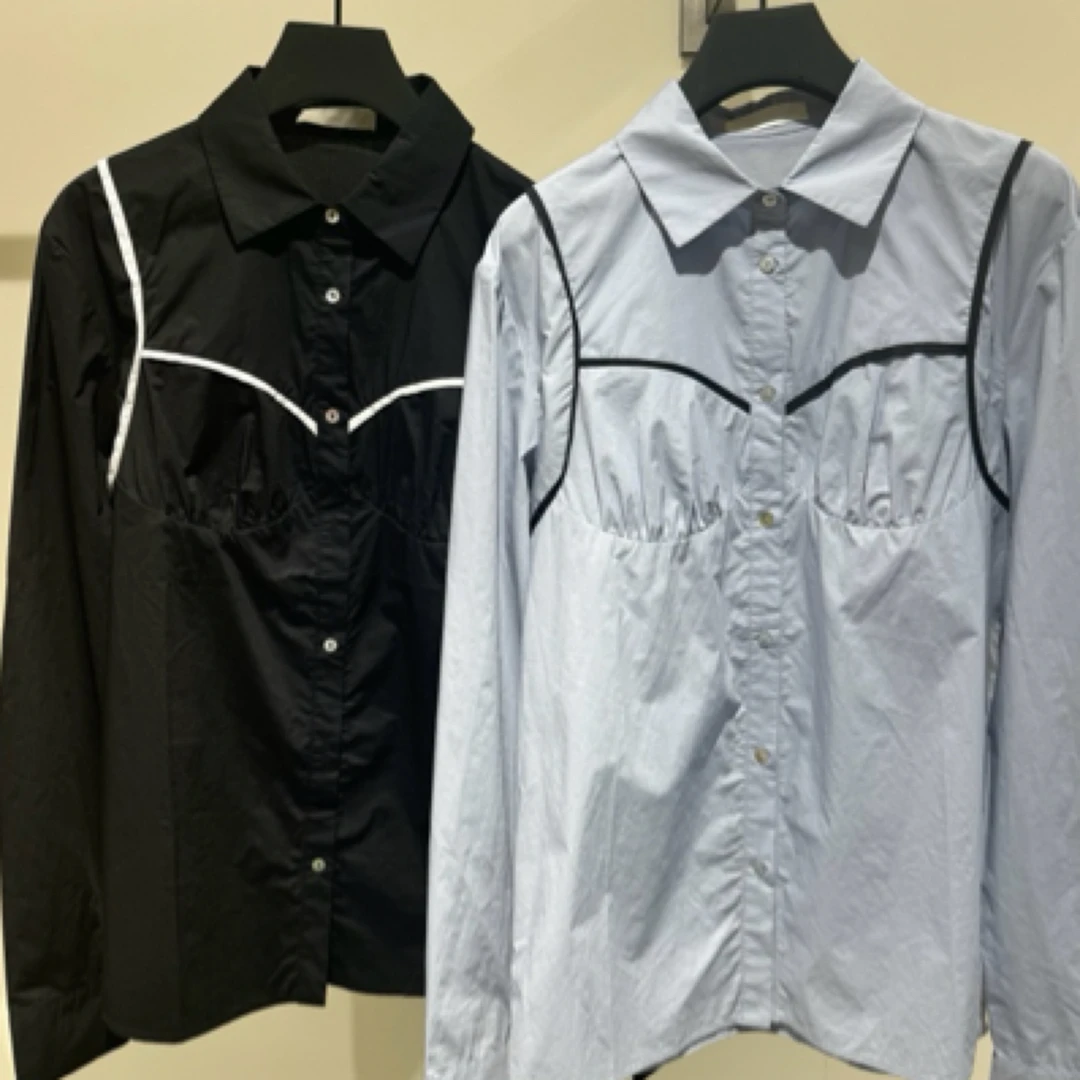 【Ann.G】B60204春季新品设计感时尚女士绑带背部镂空长袖衬衫衬衣