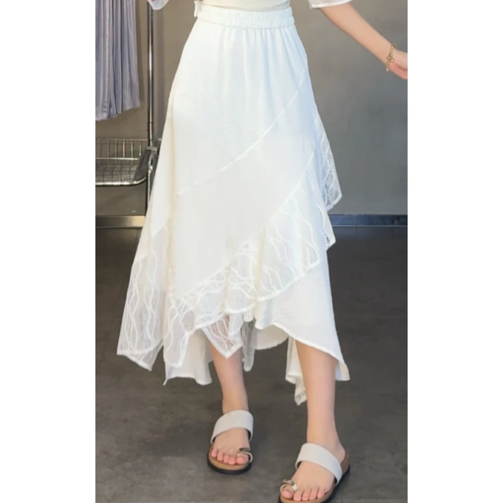 【白月光】春夏款显瘦A字半裙高腰遮胯长裙子女气质70295
