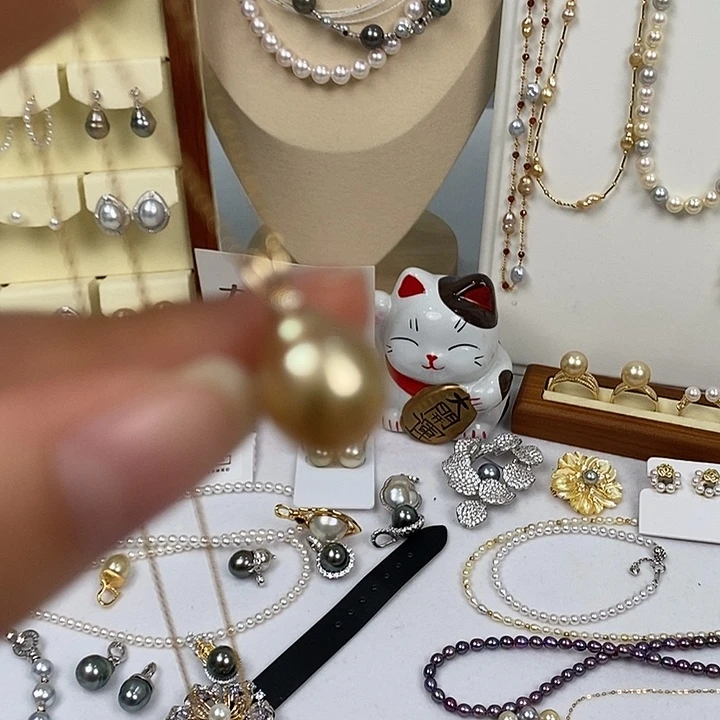 银S925镶嵌颈饰海水珍珠扣头18k金