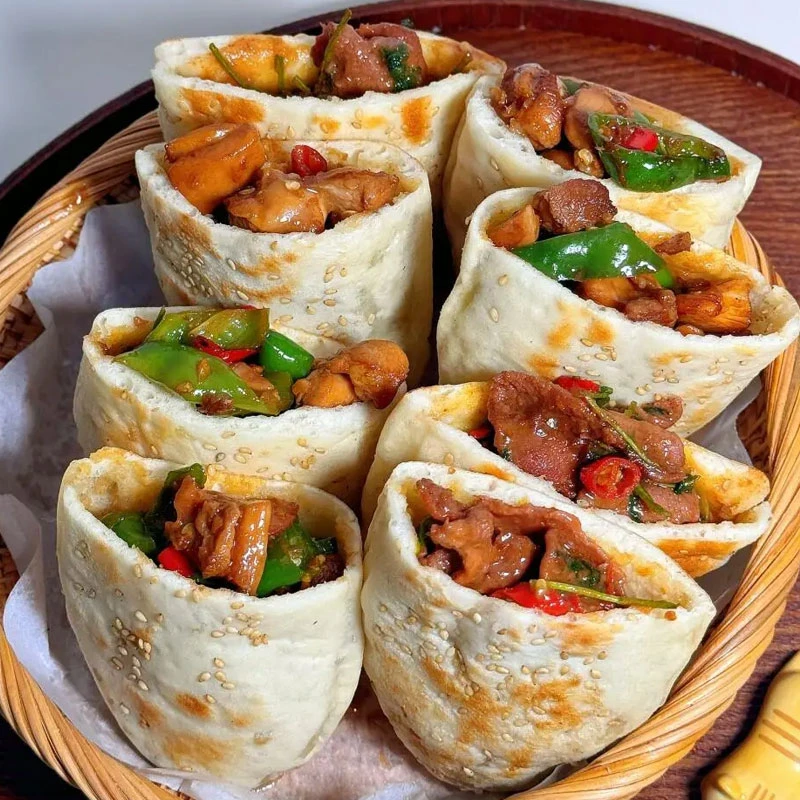 【手工烙制】口袋馍千层肉夹馍布袋馍早餐店同款半成品速冻加热即食