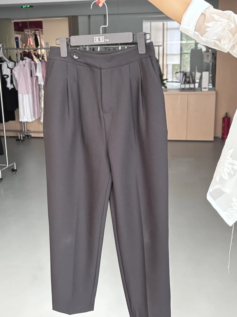夏季大码新款西装裤老爹裤小脚裤梨型身材哈伦裤宽松九分裤