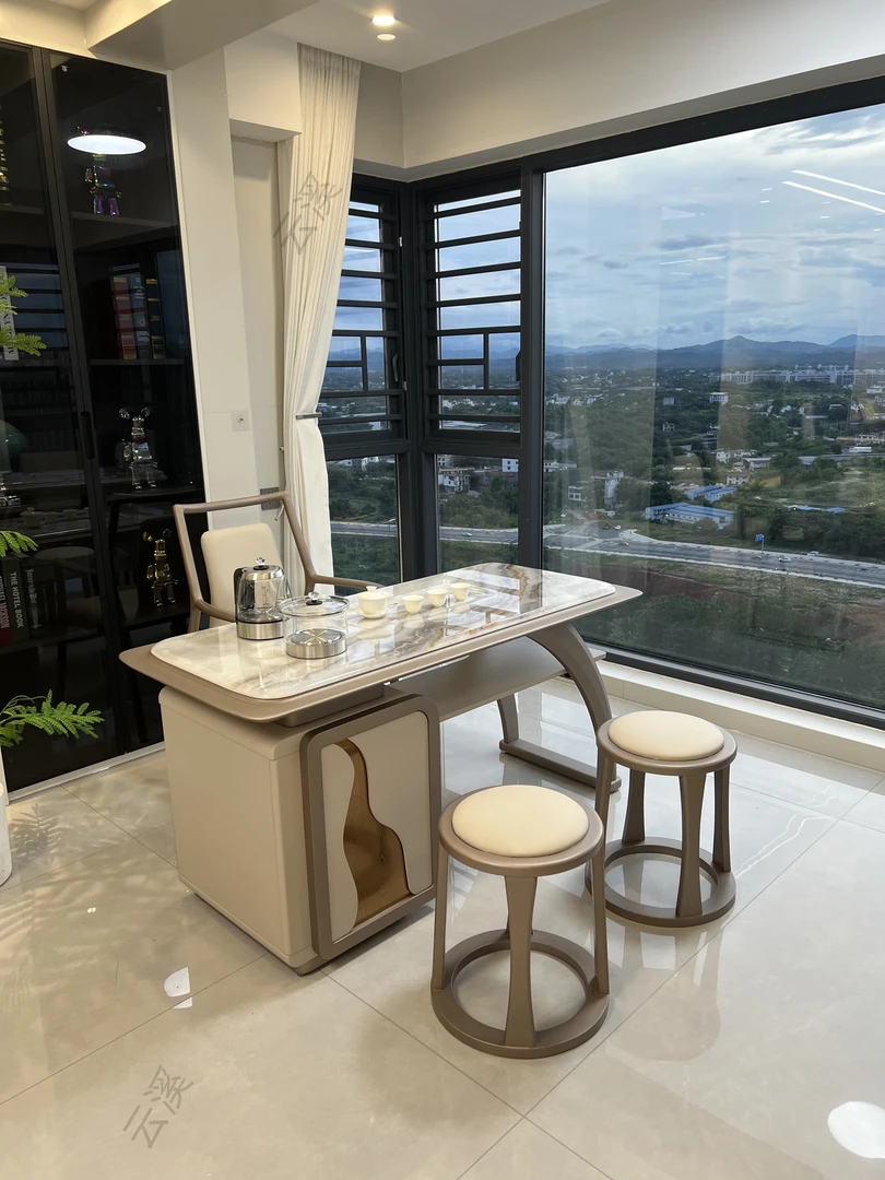 阳台茶桌椅组合现代简约轻奢实木阳意式极简茶台桌小户型1.4米