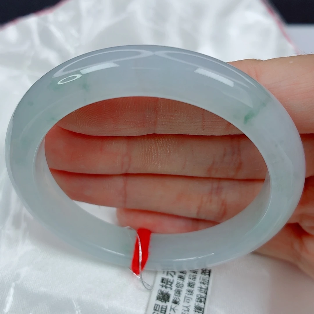 翡翠未镶嵌手镯51.8正圈，冰润清透细条，35