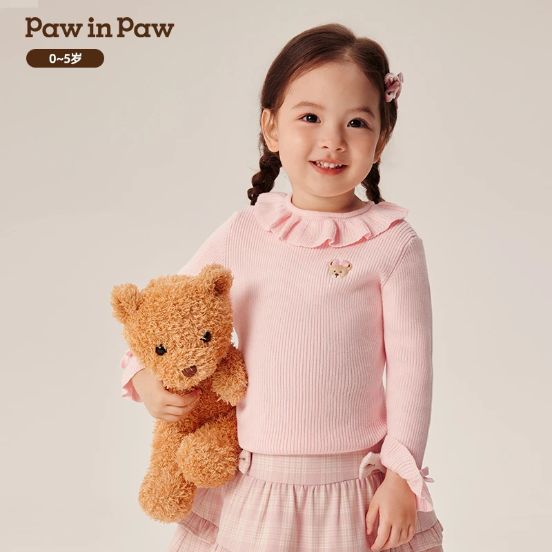 【达人专属】PawinPaw卡通小熊童装秋冬女宝圆领针织毛衣舒适软糯