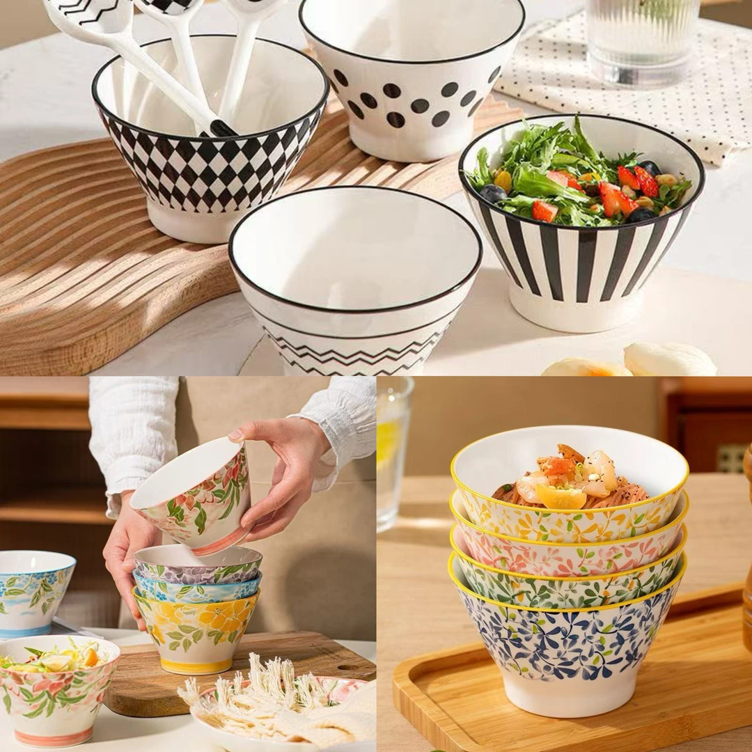 【宠粉福利】4支装！釉下彩福利5英寸斗笠碗，颜色随机 售后联系客服