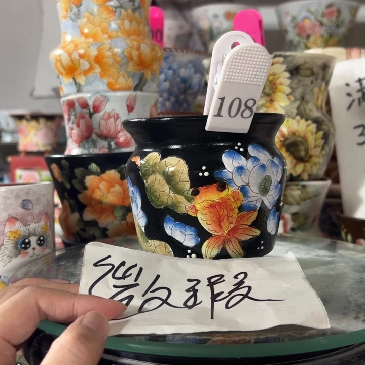 景德镇手绘花盆满38包邮偏远地区除外