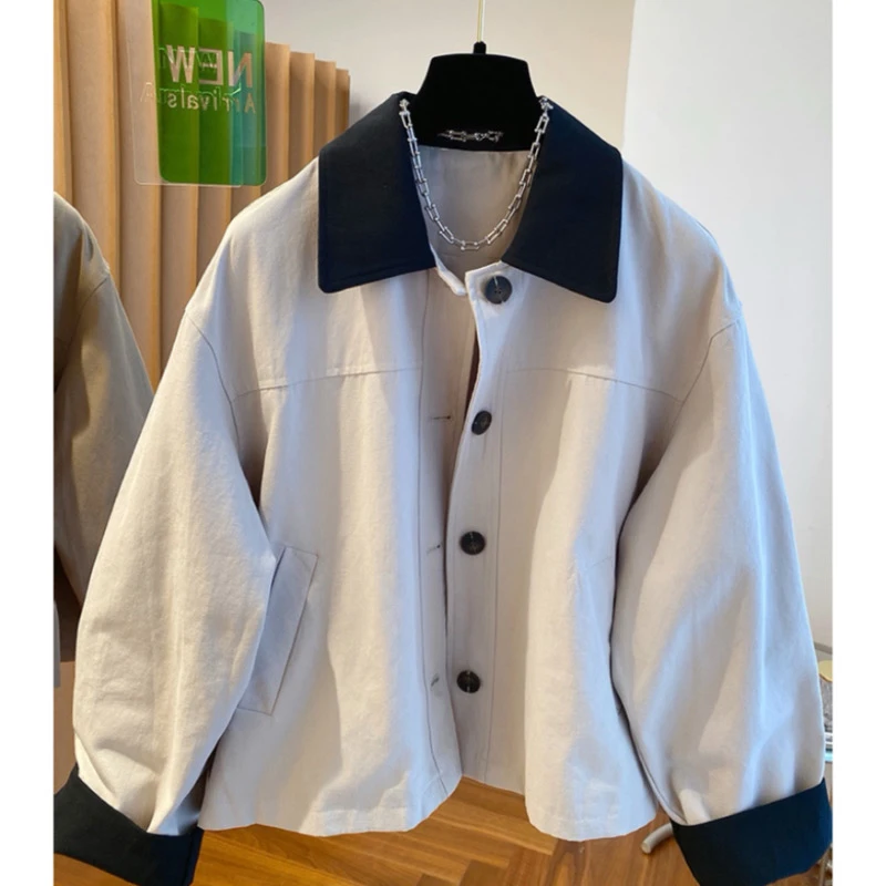 高级感翻领风衣外套女春秋2025新款韩版宽松休闲百搭工装夹克上衣