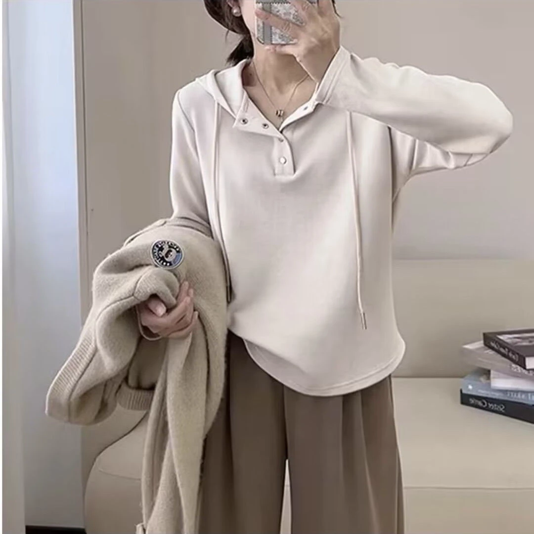 大码胖mm女装卫衣减龄连帽新款长袖春秋时尚外穿显瘦打底上衣