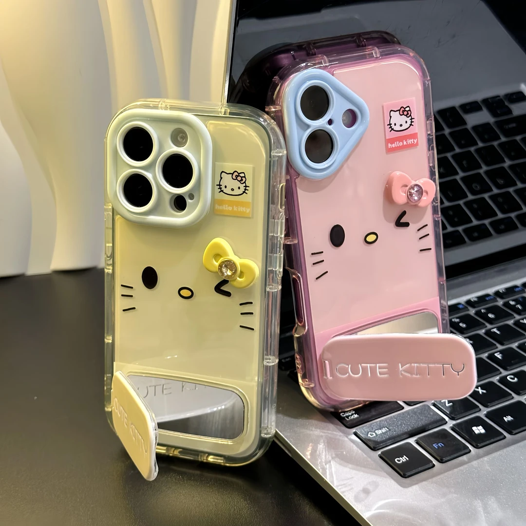 Kitty表情蝴蝶结支架适用苹果16/15手机壳奶油壳华为vivo小米oppo