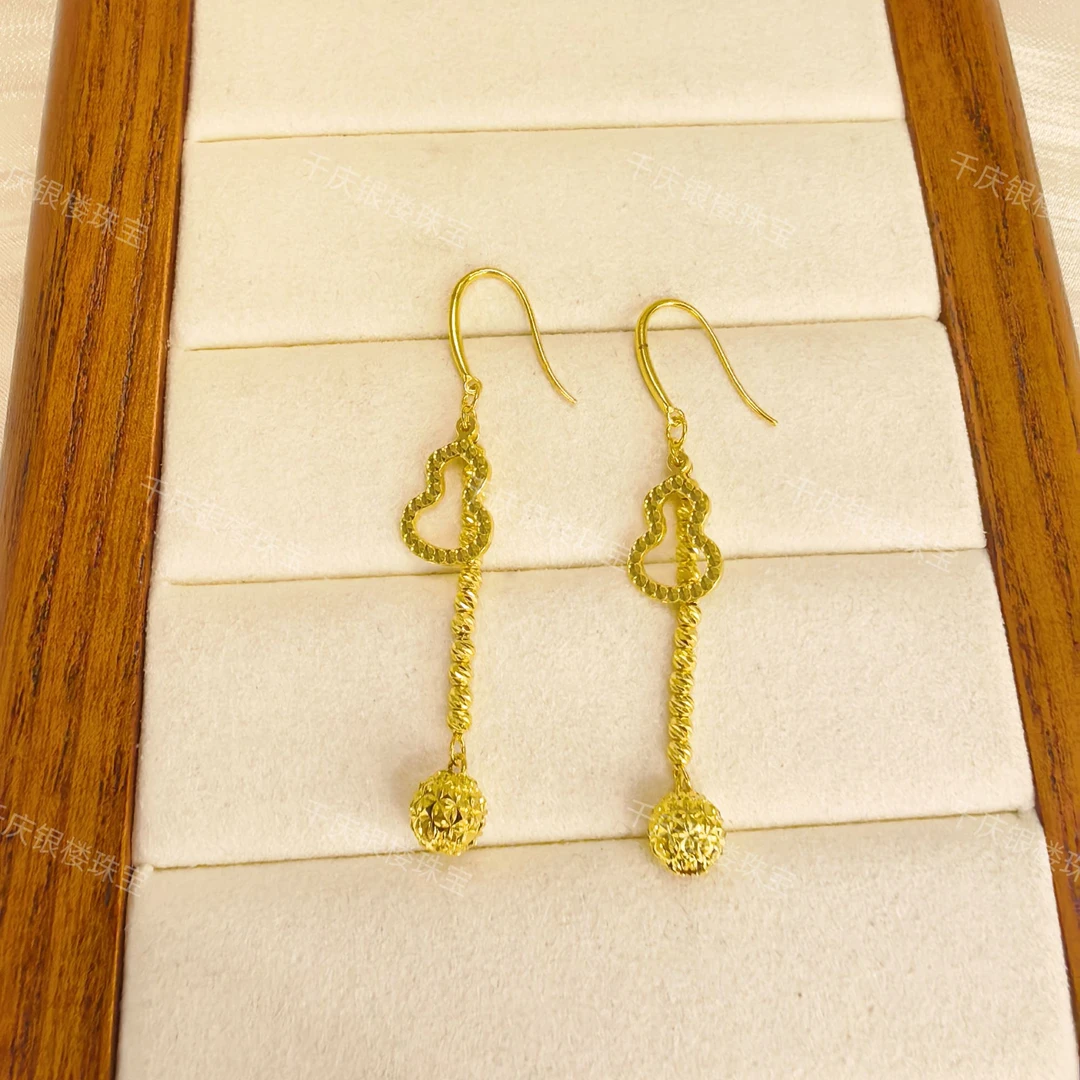 足金999时尚5G工艺葫芦耳饰 3.48g