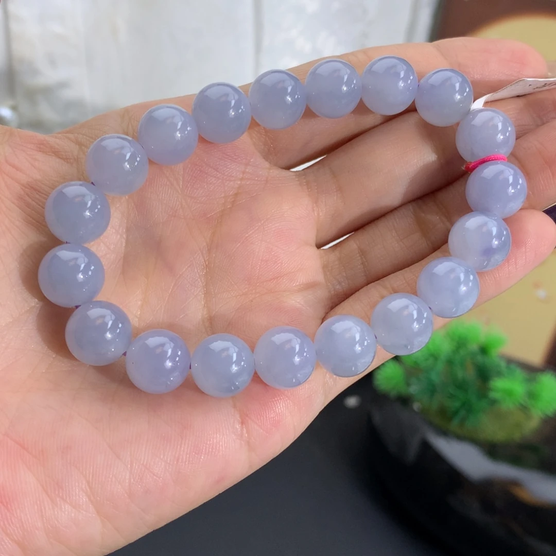 翡翠未镶嵌手串卡10胶润紫手串