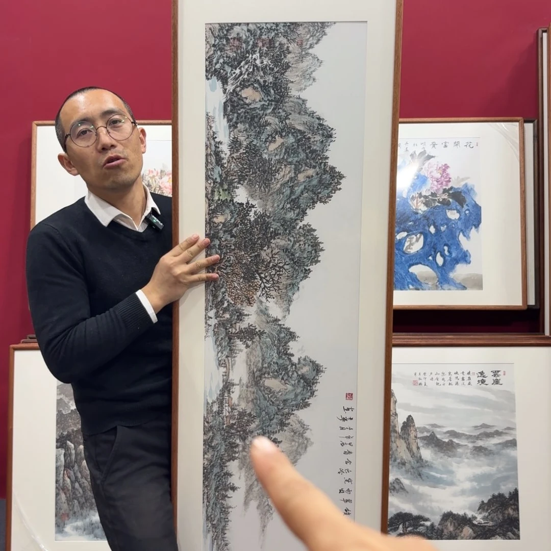 国画顾*秋手绘作品带框160成45