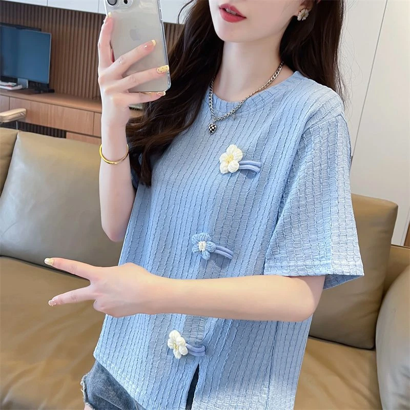 设计感小众短袖T恤女2025新款夏季韩版宽松小个子百搭不规则上衣