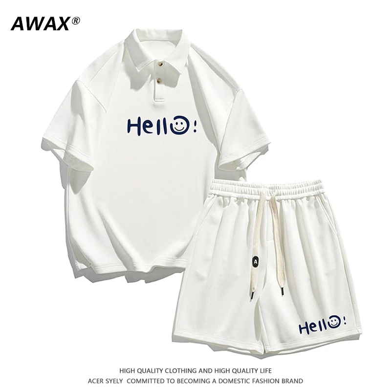 冰丝套装男夏季薄款宽松休闲穿搭潮牌短袖短裤一套搭配痞美式男装