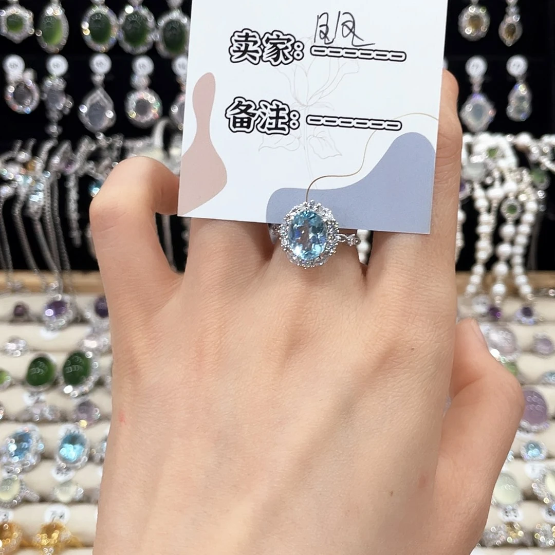 托帕石戒指银S925镶嵌戒指