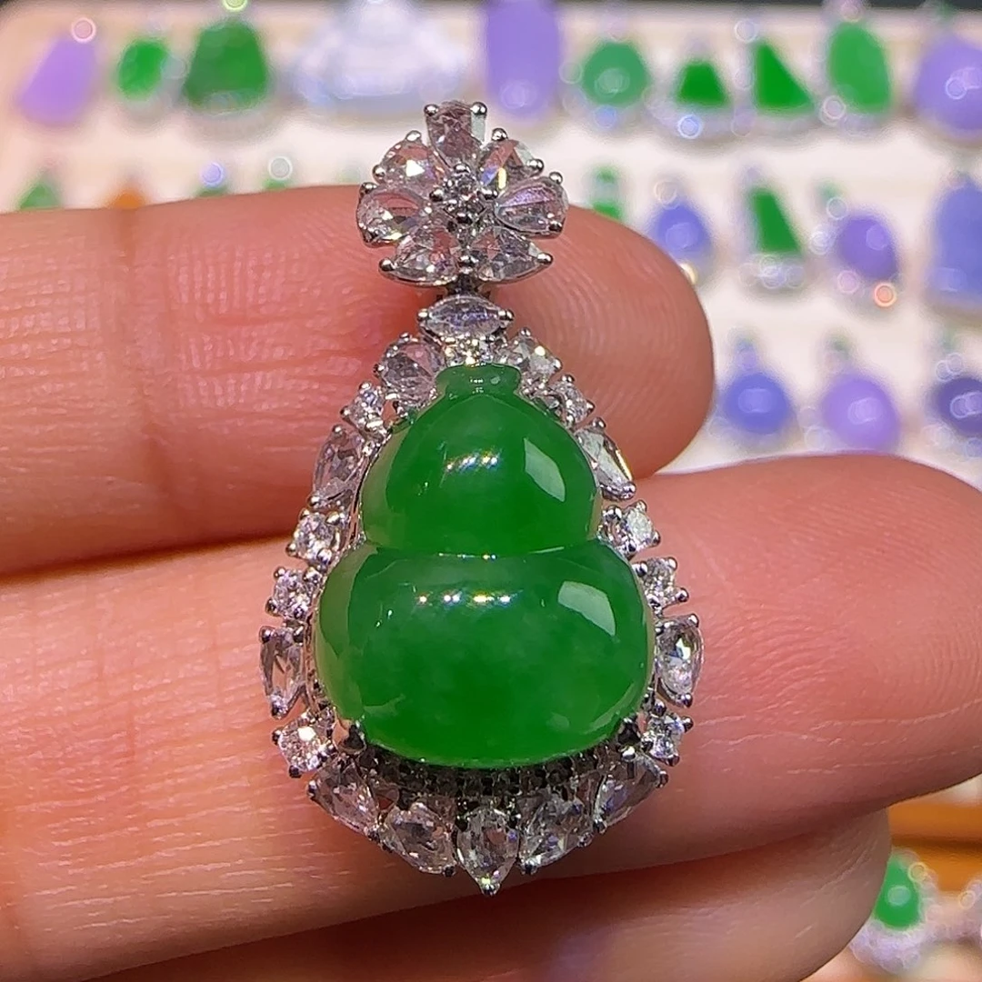 翡翠18K金镶嵌吊坠(不含链)