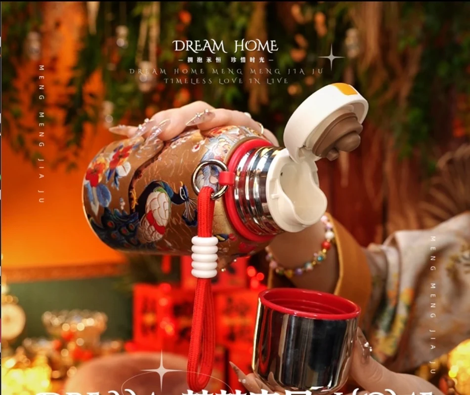 【娘家人宠粉】保温杯复古国风金孔雀水杯便携不锈钢内胆高颜值保温