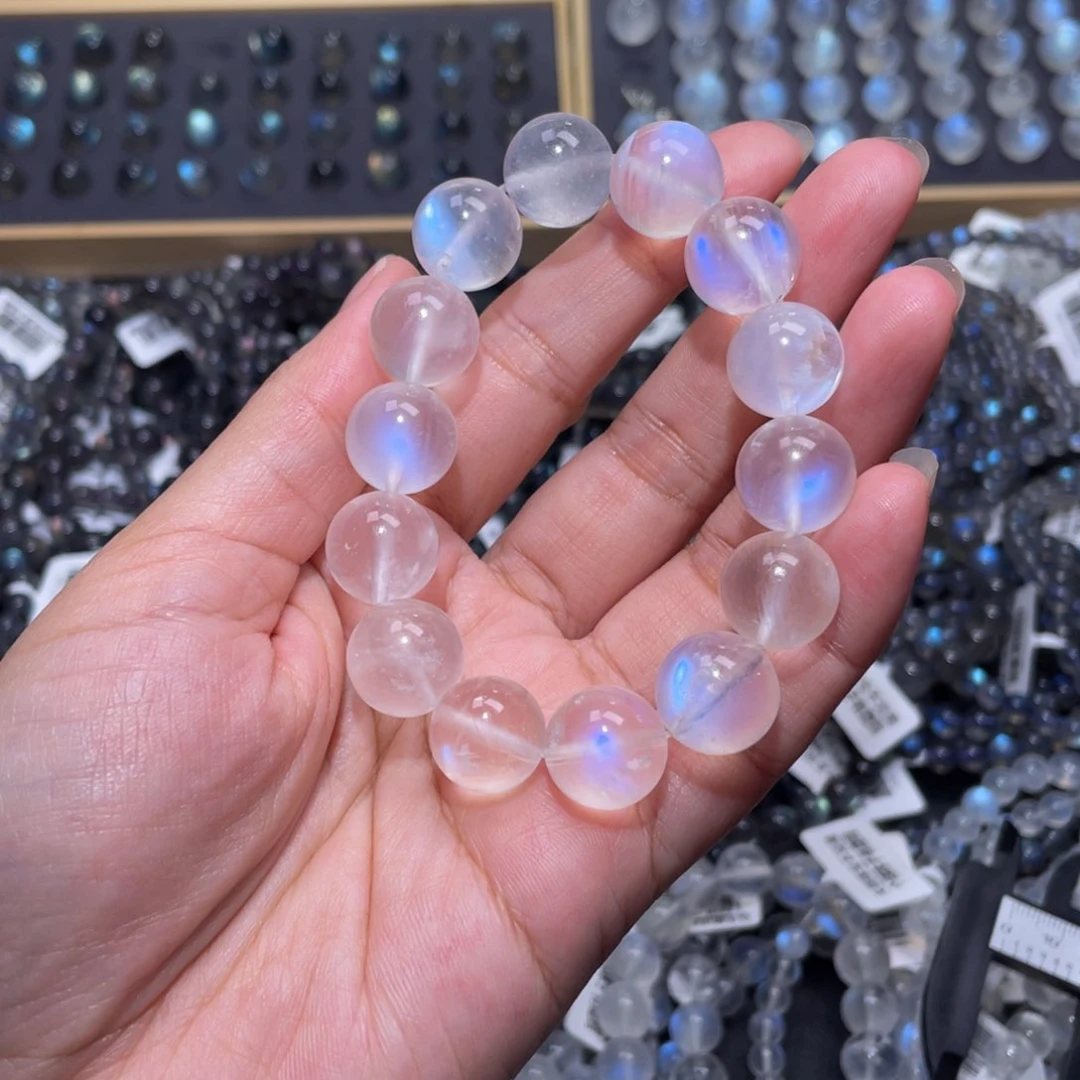 月光石手链未镶嵌女****哥蓝月光手链14m