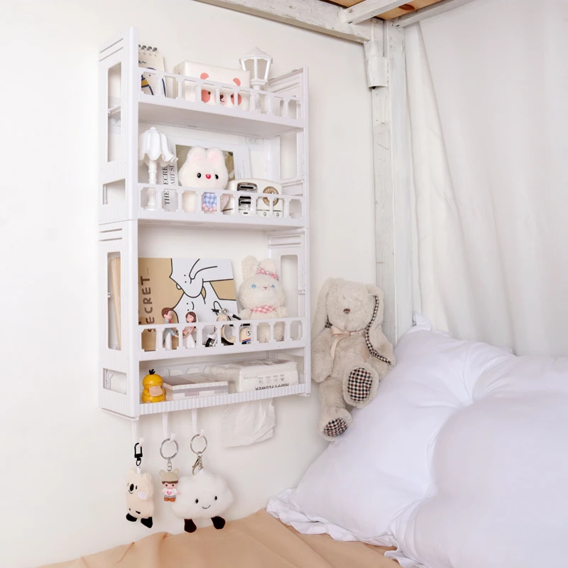 宿舍上下铺床头墙上置物架卧室房间改造壁挂收纳神器免打孔收纳架