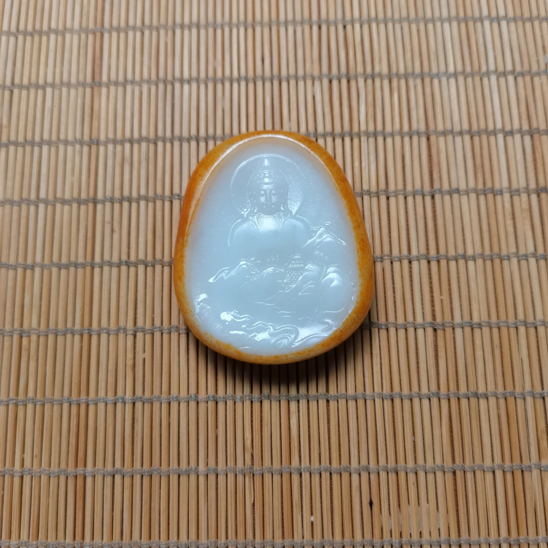 新疆和田玉山水意境观音48克