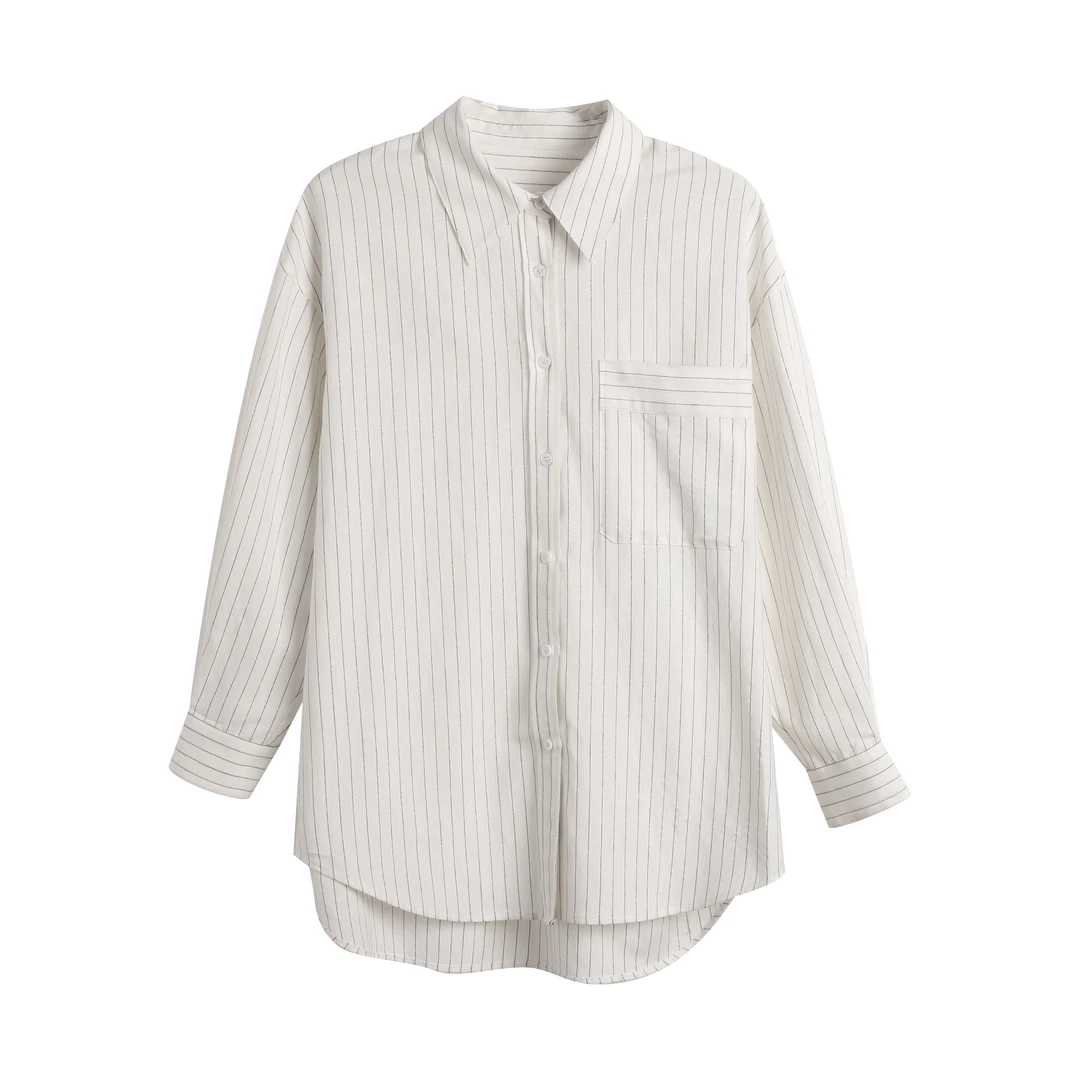 30182【Fab订单】细条纹亚麻衬衫短裤套装2025年春季新品0158