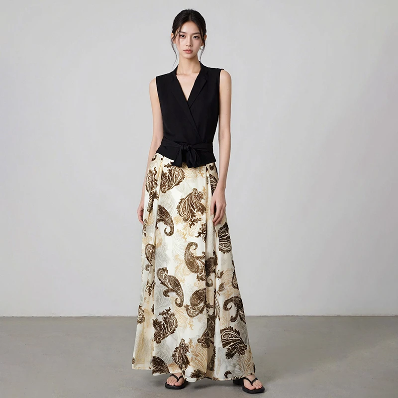 爆款夏季波西米亚风情伞裙女显瘦高腰印花飘逸半身裙SHBZW651656