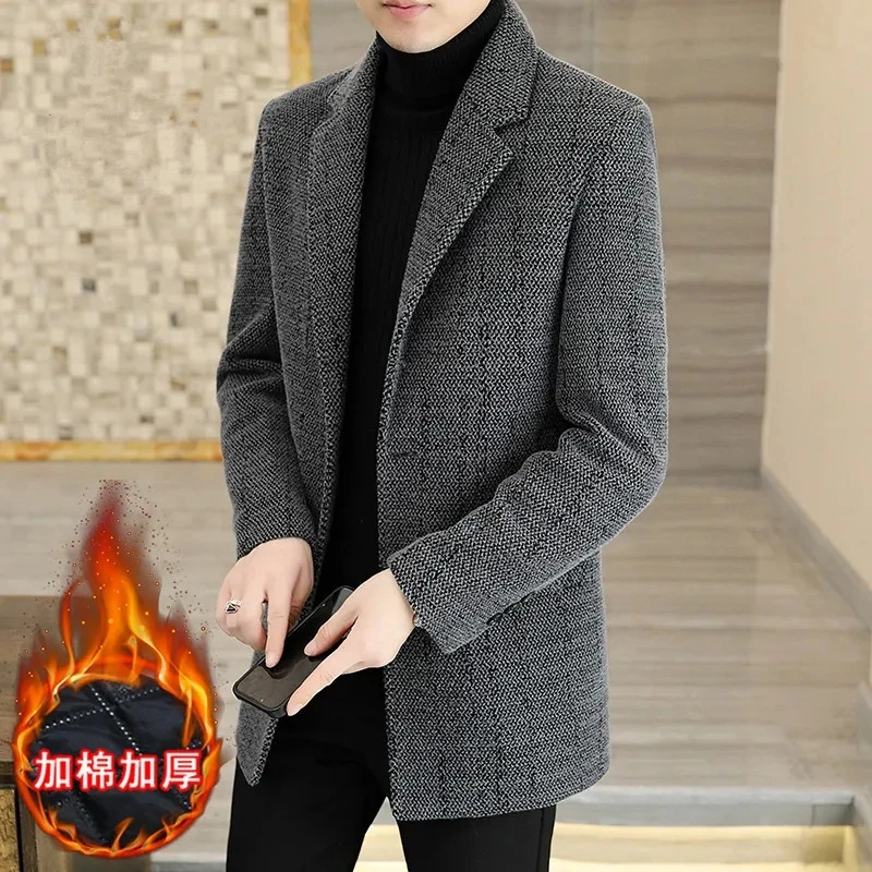 外套男士毛呢加厚呢子休闲潮流中长款修身韩版帅气呢大衣秋冬衣服