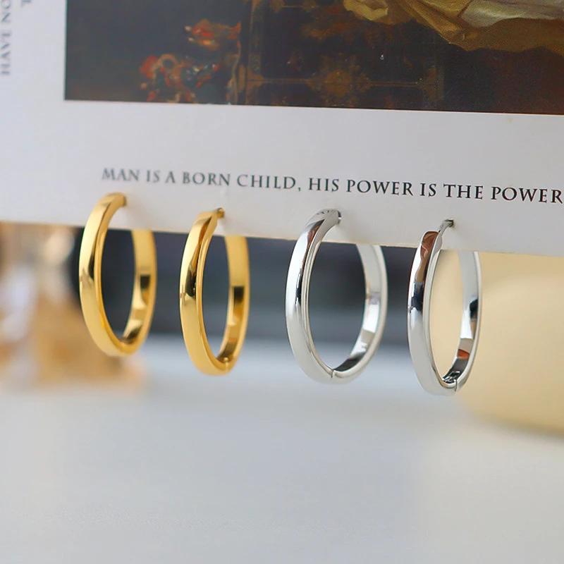 铜合金耳饰 素圈ins耳环小耳圈耳扣女高级感复古时尚百搭耳圈耳饰