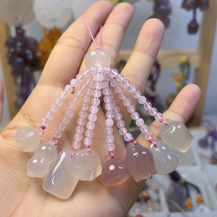 手机挂件粉色款流苏多宝