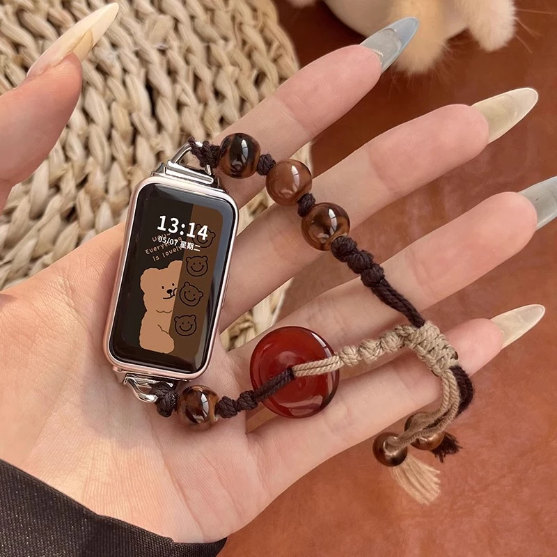 适用华为手环10新款表带新中式串珠9国风8创意替换夏天舒适替换带