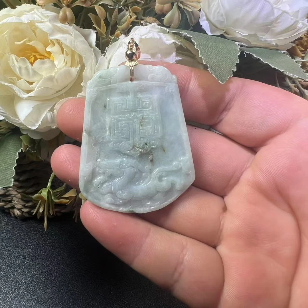 天然翡翠A货仿古龙