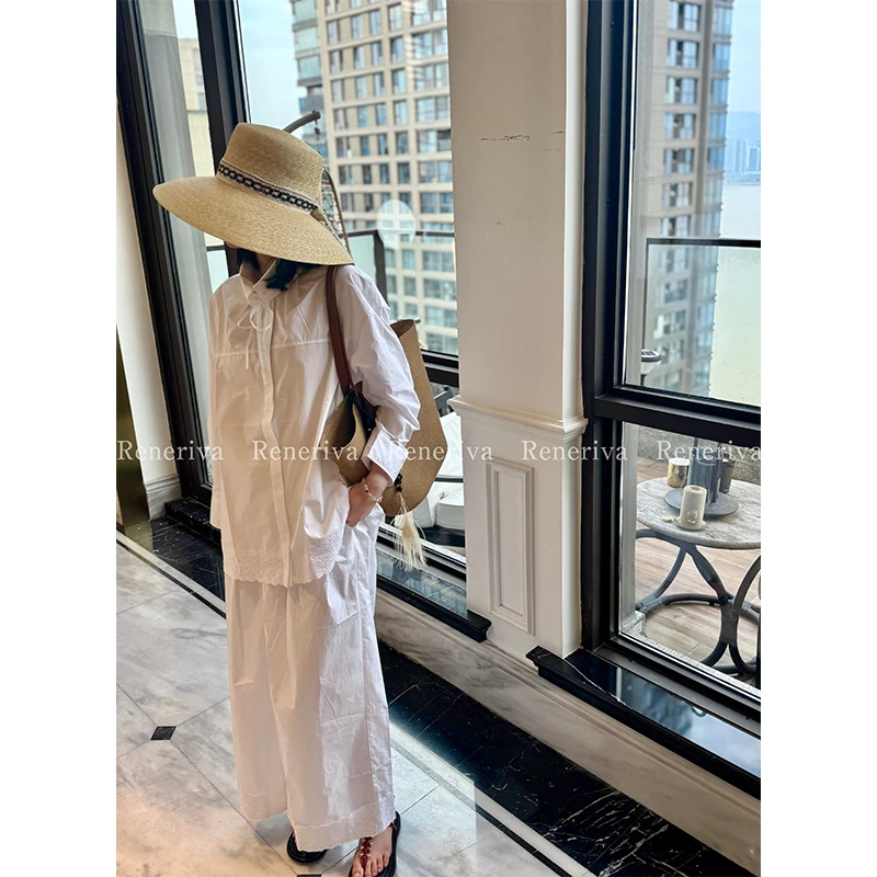 ReneRiva买手店 Riva 可持续精致蕾丝边新经典衬衣套装