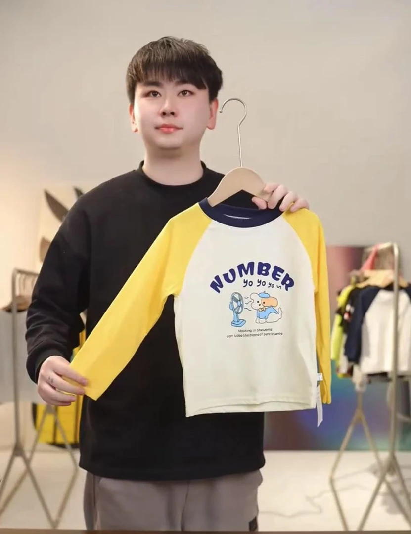 【欧若假日风】儿童纯棉长袖T恤男女童打底撞色拼接洋气中大童百搭