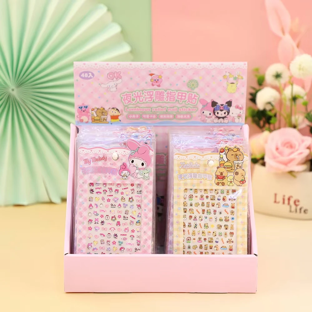 003夜光的浮雕防水美甲学生指甲贴画生日礼物【直播展示（非本册）】