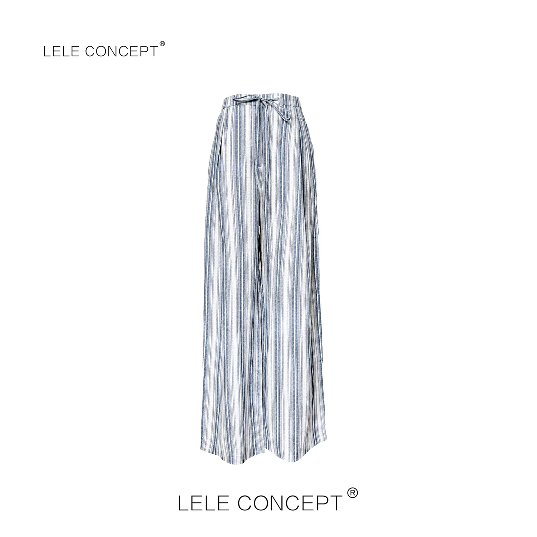 LELE CONCEPT｜气质休闲款竖条阔腿裤K0385