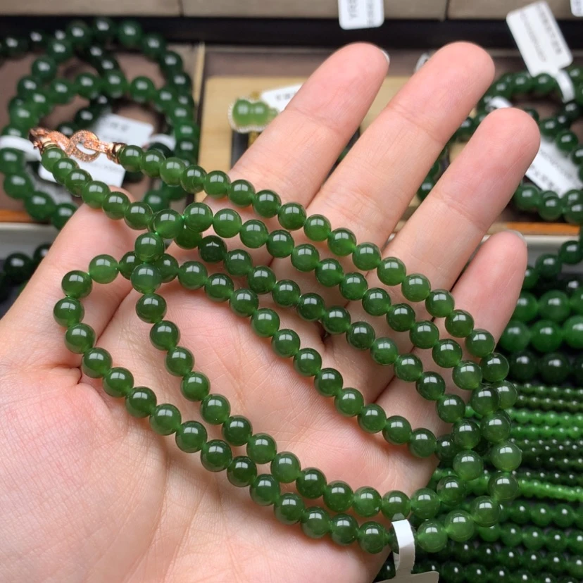 【闪购商品】颈饰未镶嵌和田玉（碧玉）6m菠菜绿无黑