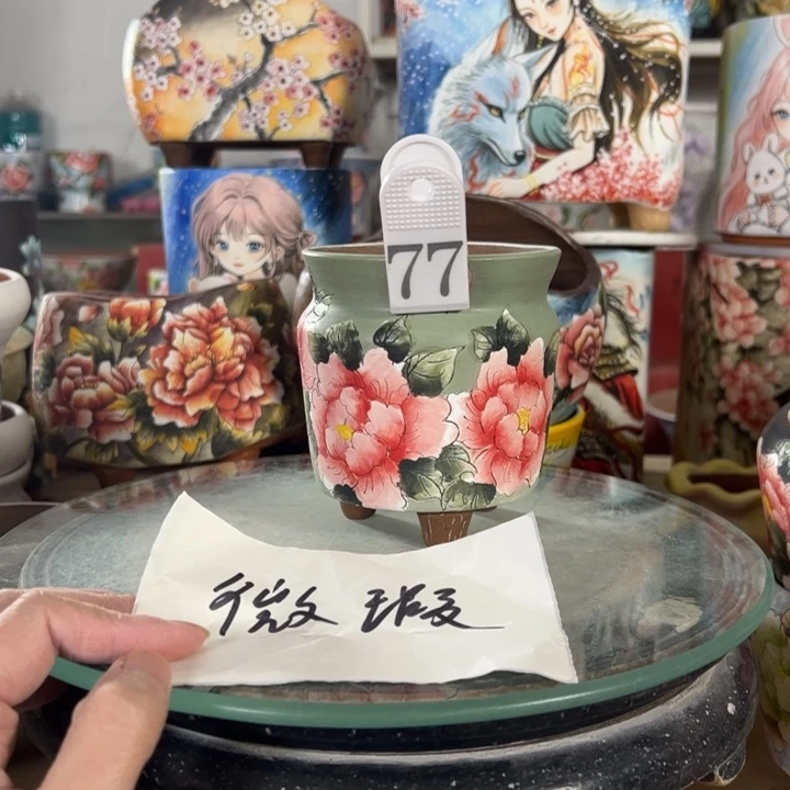 满38包邮景德镇手绘花盆