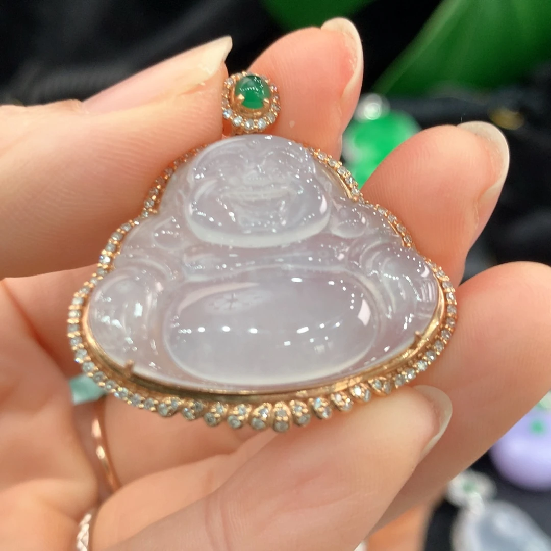 翡翠吊坠(不含链)18K金镶嵌