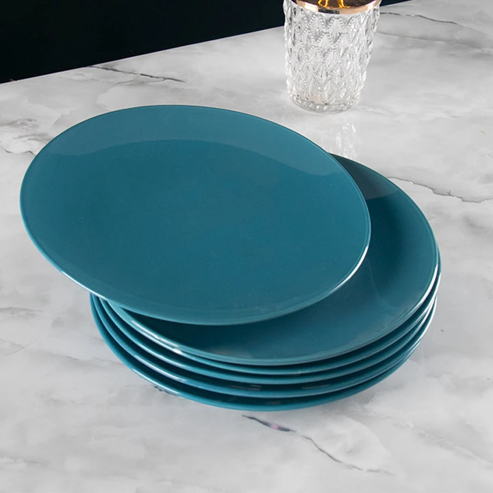 6只装7.5英寸平盘碟子家用创意菜盘子西式牛排盘陶瓷釉下彩餐具