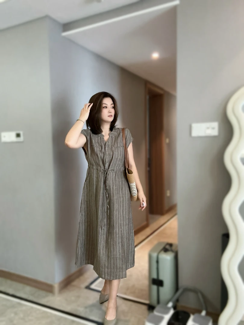 【美含推荐】设计师高定条纹连衣裙