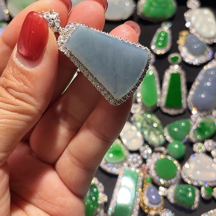 翡翠银S925镶嵌颈饰