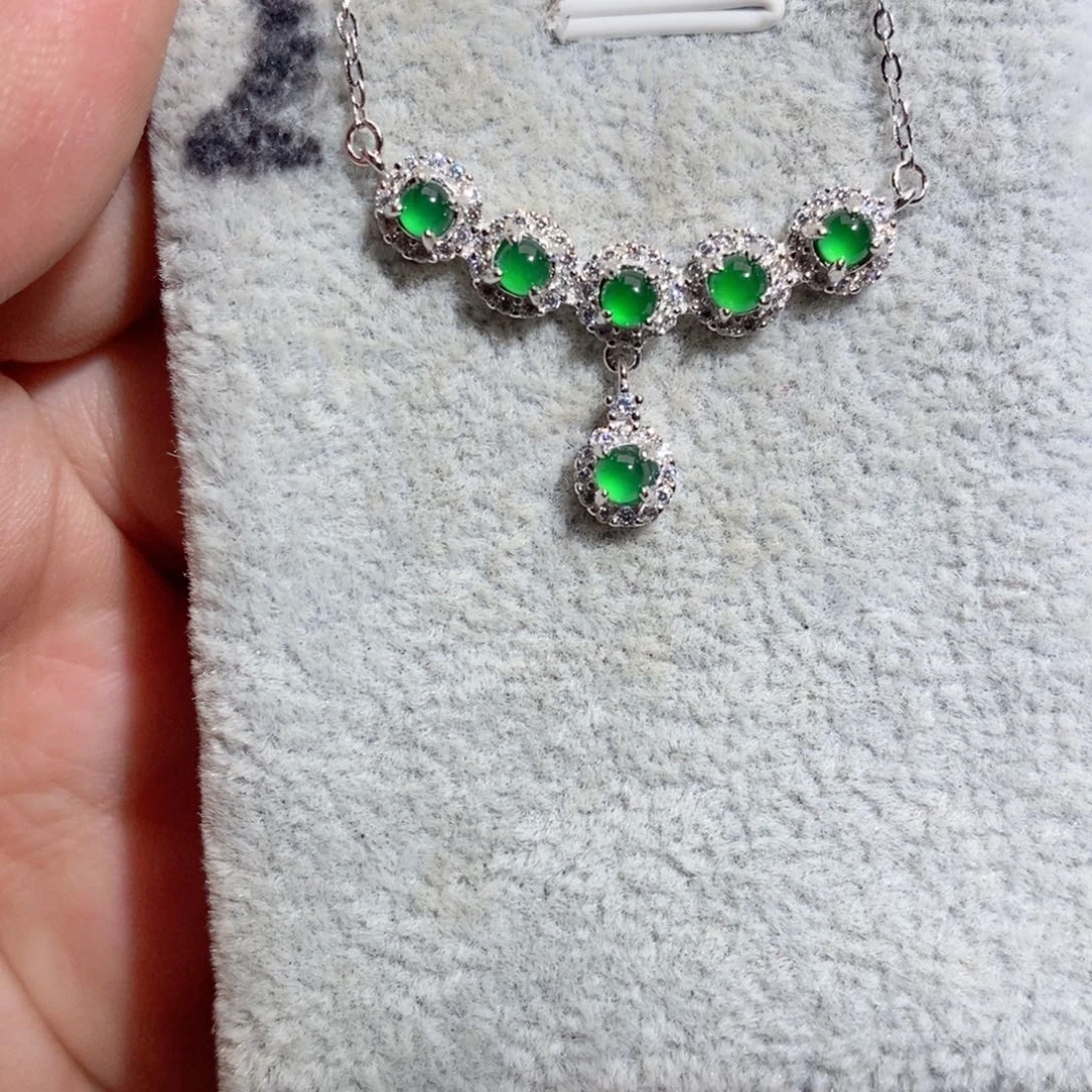 翡翠银S925镶嵌颈饰k k k