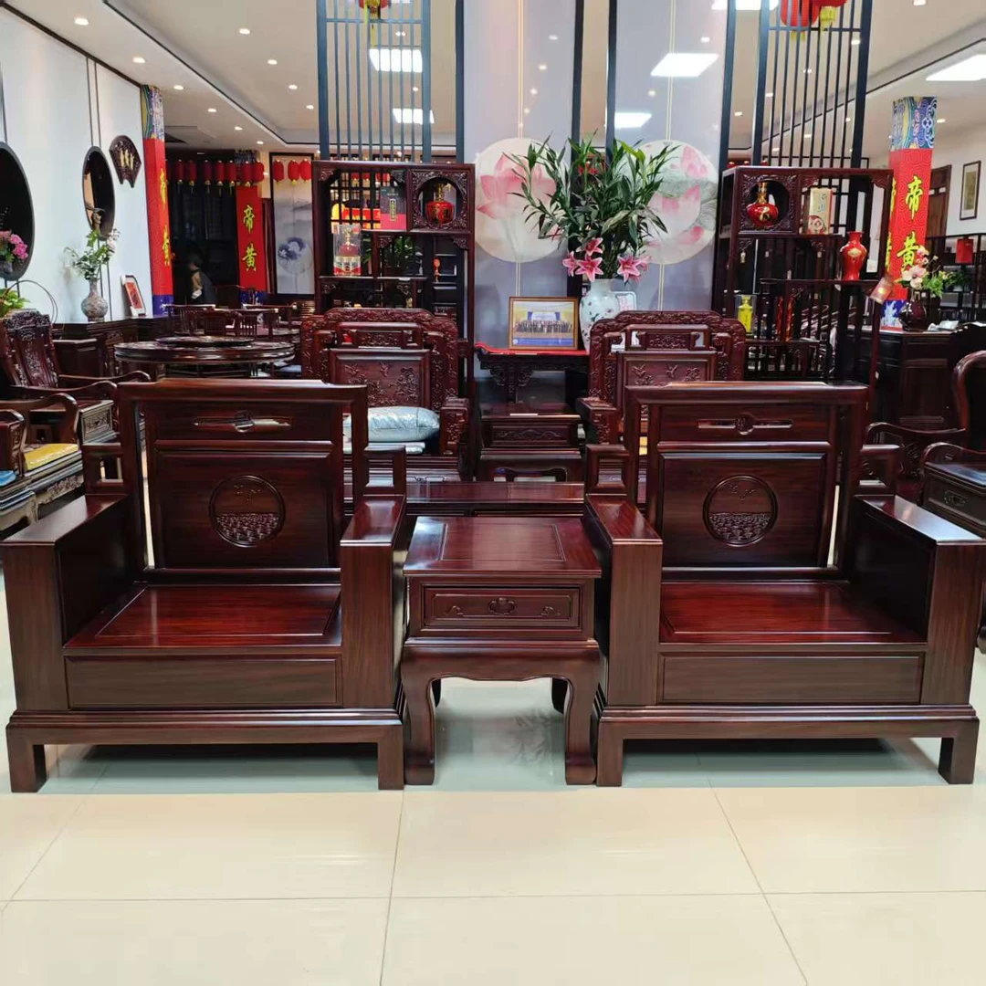 酸枝木海浪三件套总长260宽65坐高39背高100