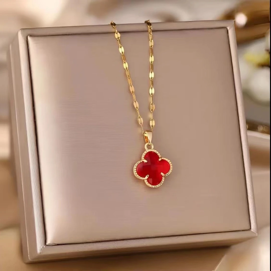 【妞妞一家人满月宴伴手礼R】双面立体四叶花轻奢气质锁骨