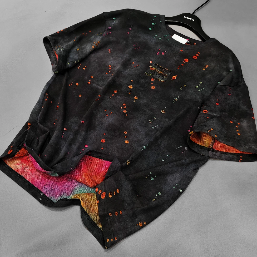 达【奢华星空】重工不规则艺术字母贴布时尚凉感T恤 CP174