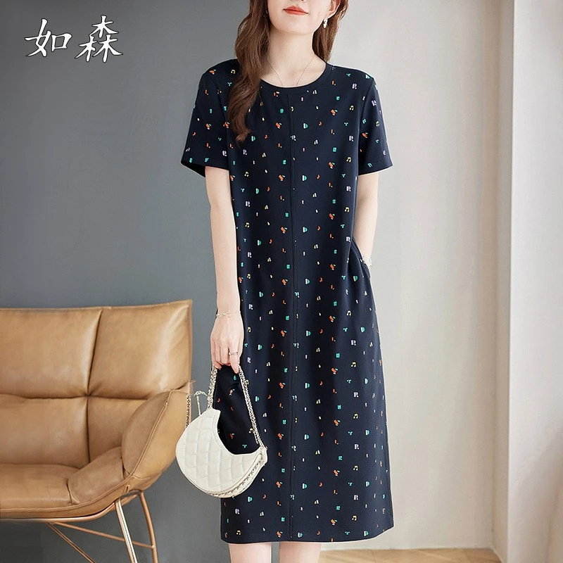 高级感休闲连衣裙女2025新款夏洋气女士贵系宽松直筒裙子大码女装