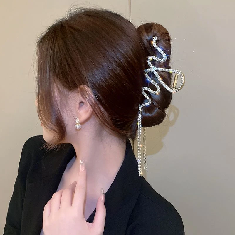 韩版时尚大号流苏抓夹后脑勺发量多发夹网红简约发饰气质优雅头饰